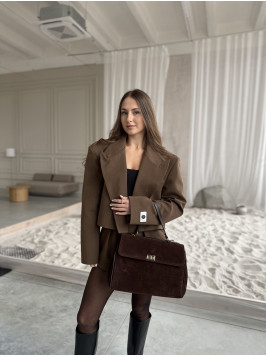 Жіноча сумка шопер 24-70А шоколадна замшева