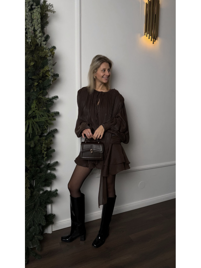 Жіноча міні сумка шоколадна 030