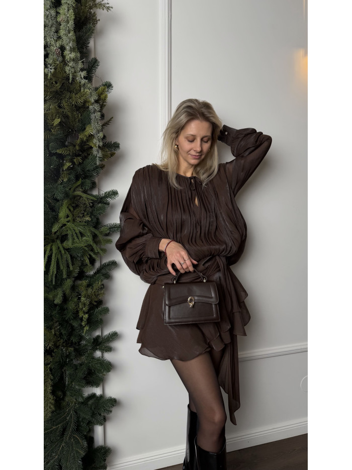 Жіноча міні сумка шоколадна 030