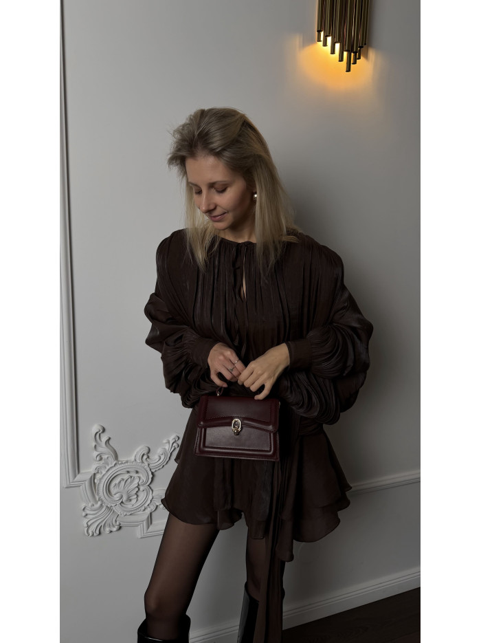 Жіноча міні сумка бордова 030