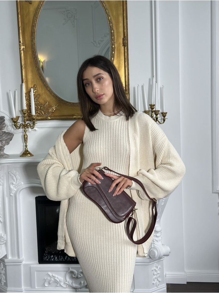 Жіноча сумка багет 042 бордова