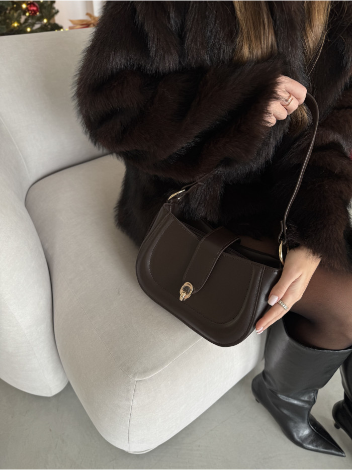 Жіноча сумка багет 043 шоколадна