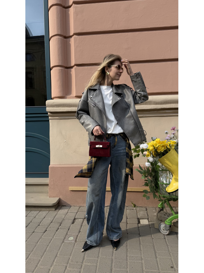 Жіноча міні сумка бордова замшева 055