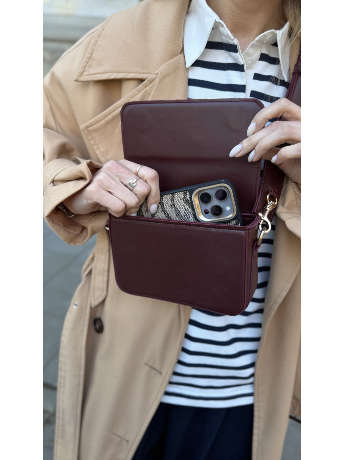 Жіноча міні сумка бордова 056