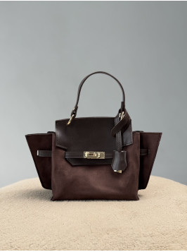 Жіноча сумка крос боді 061А шоколадна замшева