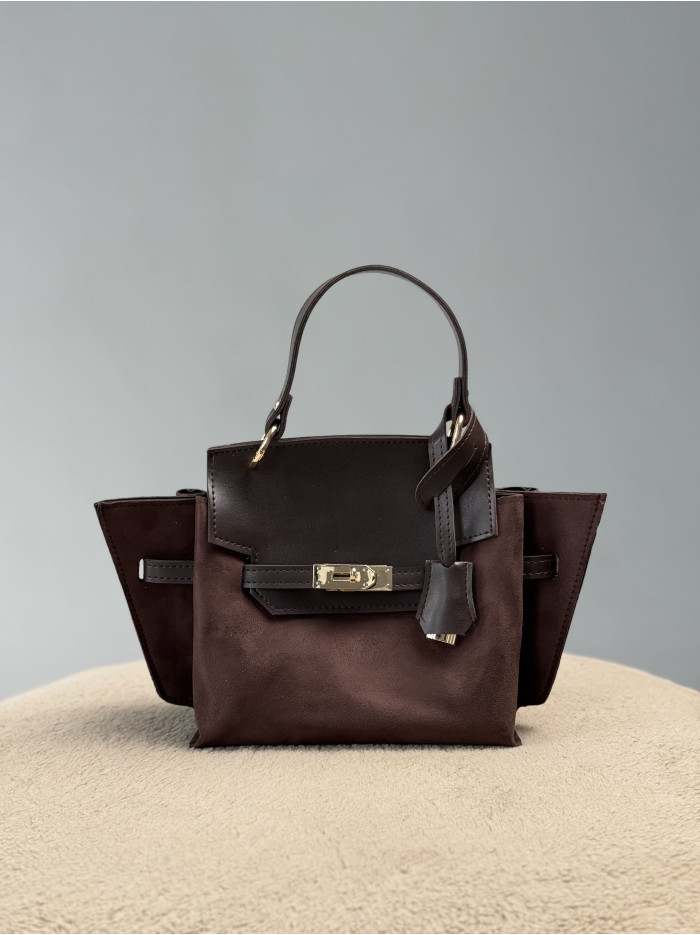 Жіноча сумка крос боді 061А шоколадна замшева