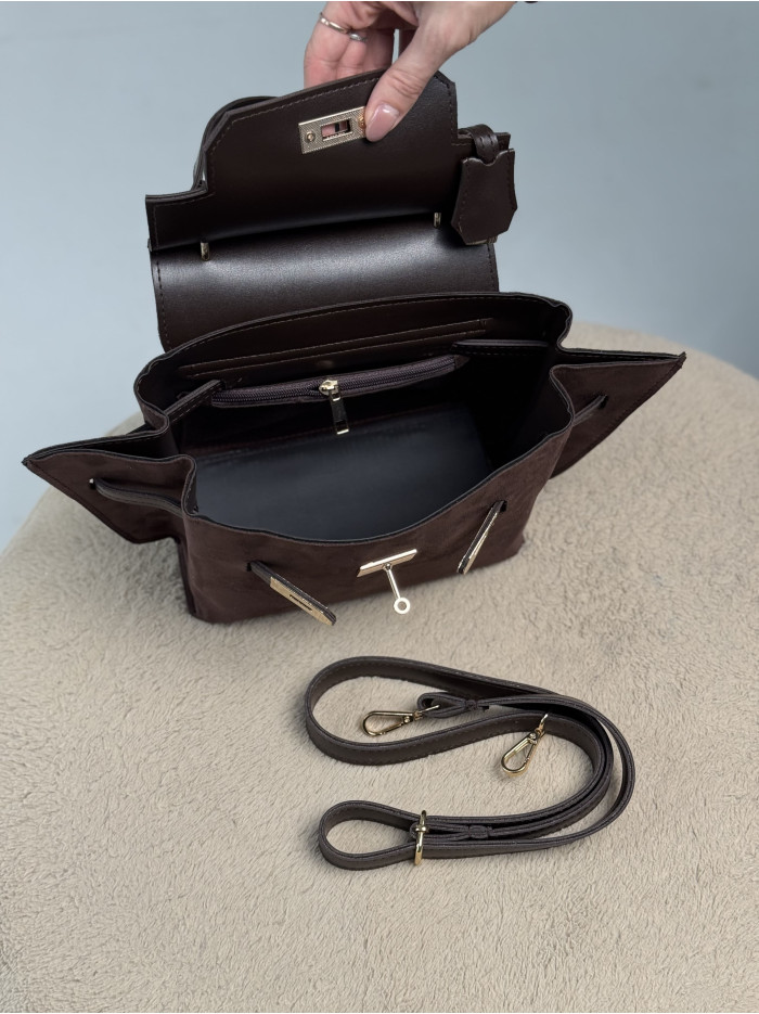 Жіноча сумка крос боді 061А шоколадна замшева