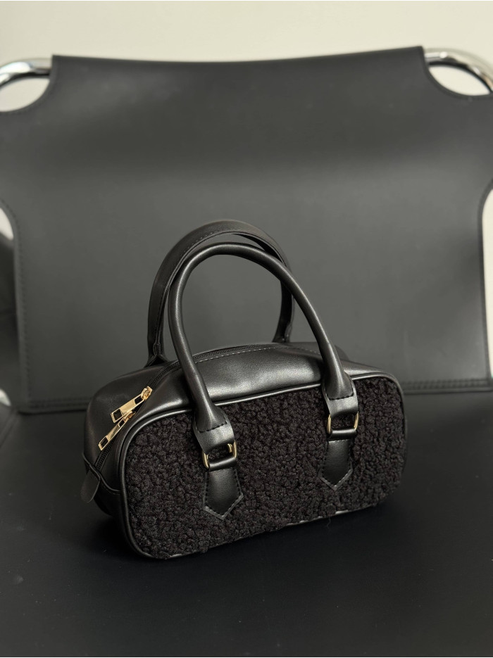 Жіноча сумка крос боді 053 чорна тедді