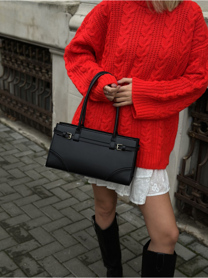 Жіноча сумка багет 073 чорна