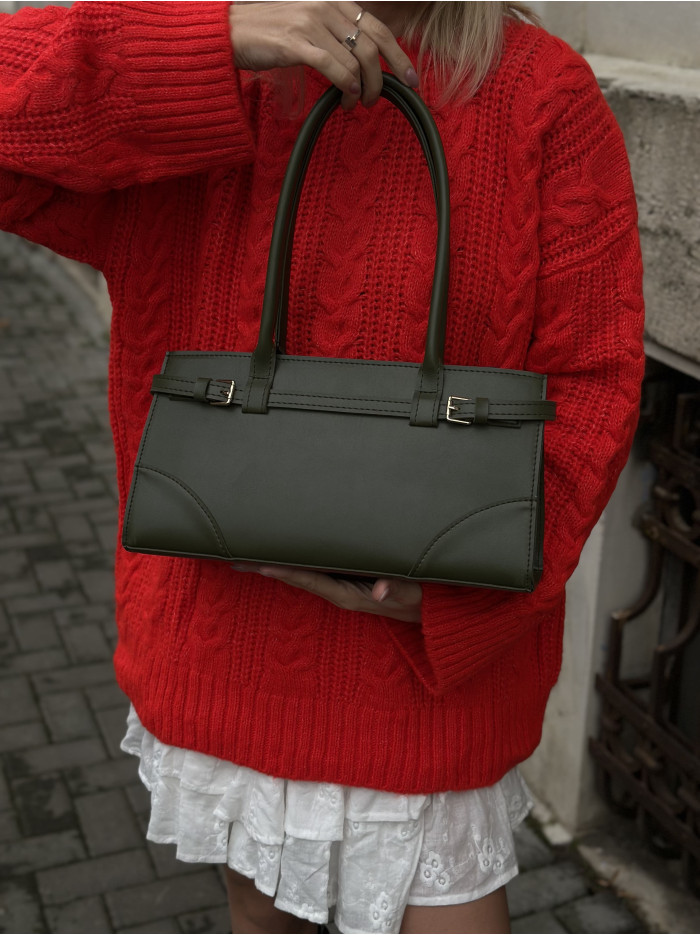 Жіноча сумка багет 073 оливкова