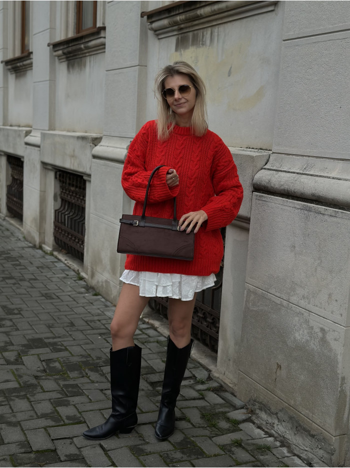 Жіноча сумка багет 073 шоколадна замшева