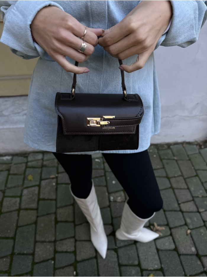 Жіноча міні сумка шоколадна замшева 065