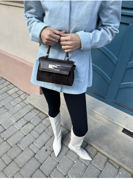 Жіноча міні сумка шоколадна замшева 065