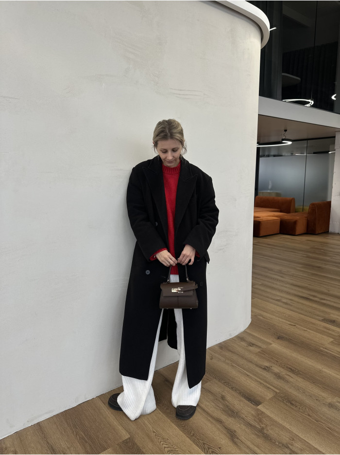 Жіноча міні сумка шоколадна зерниста 065