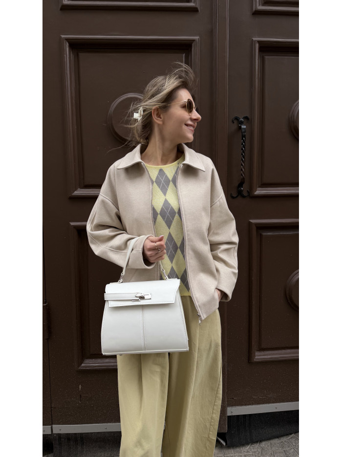 Жіноча сумка крос боді біла 065А