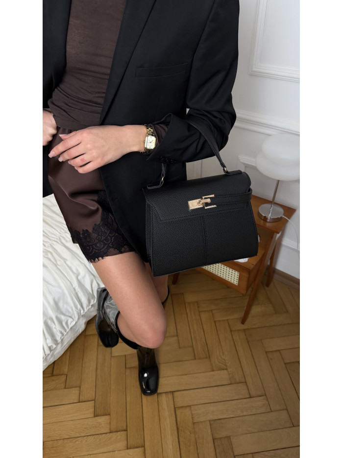 Жіноча сумка крос боді чорна зерниста 065А