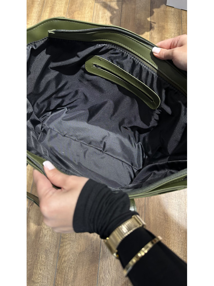 Жіноча сумка шопер оливкова 071