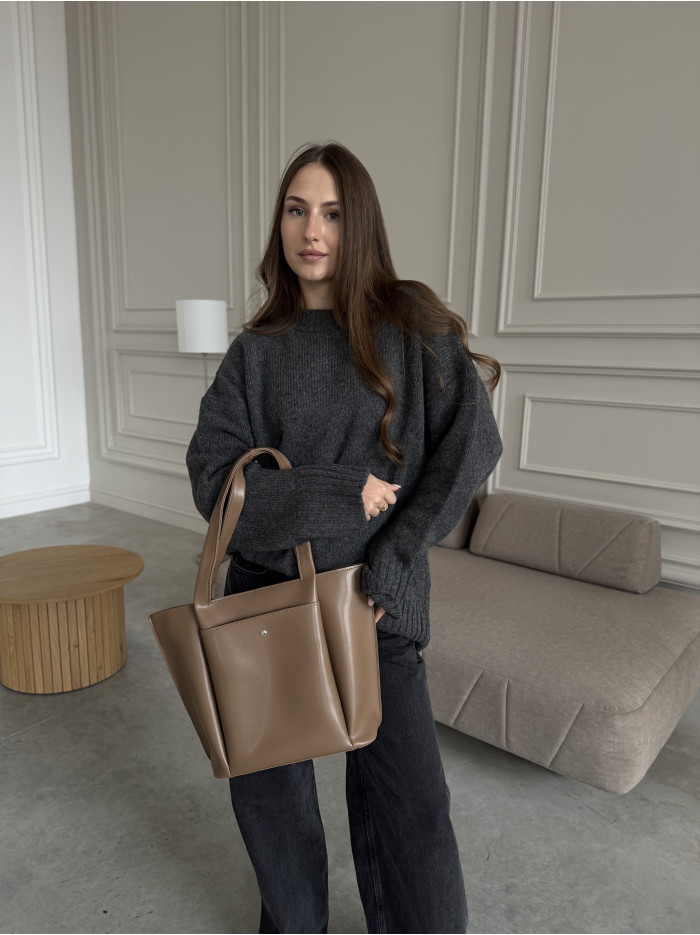 Жіноча сумка шопер мокко 17-20