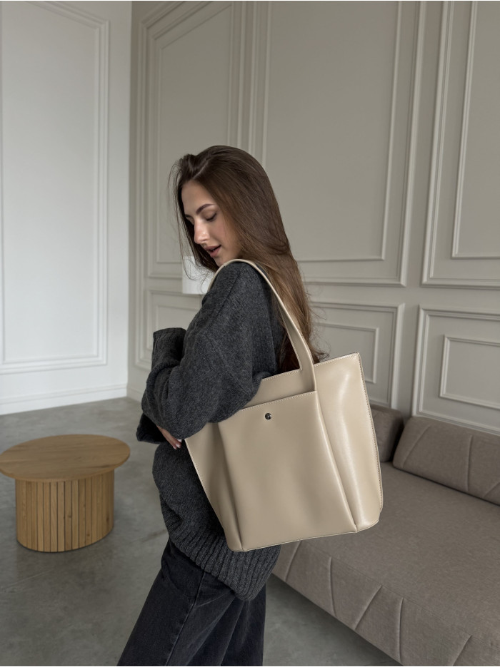 Жіноча сумка шопер бежева 17-20