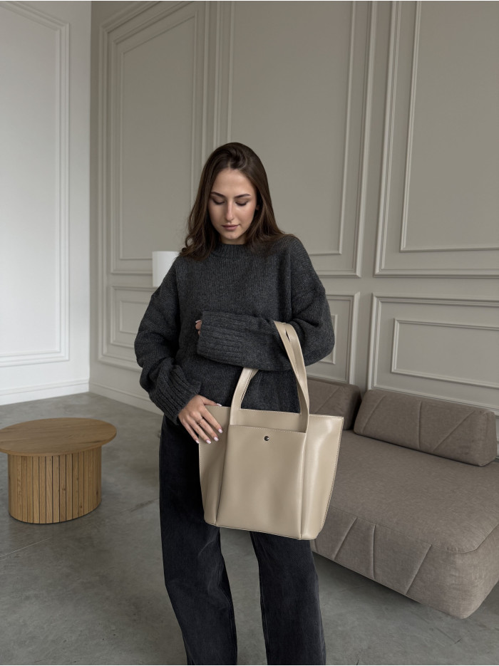 Жіноча сумка шопер бежева 17-20