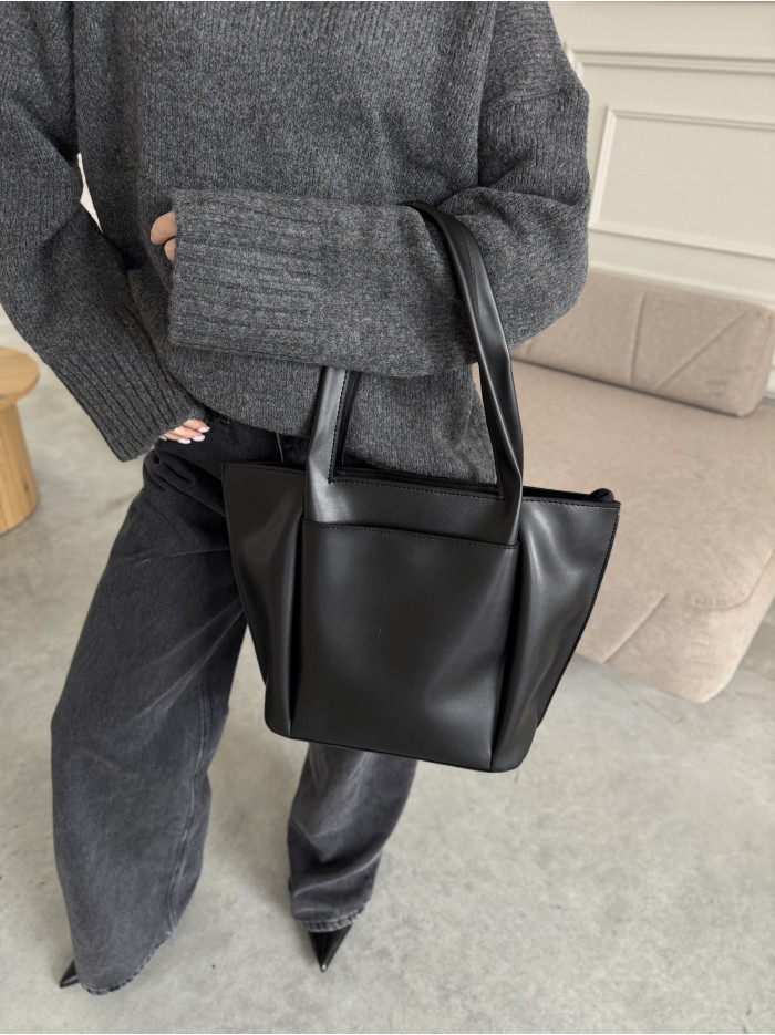 Жіноча сумка шопер чорна 17-20