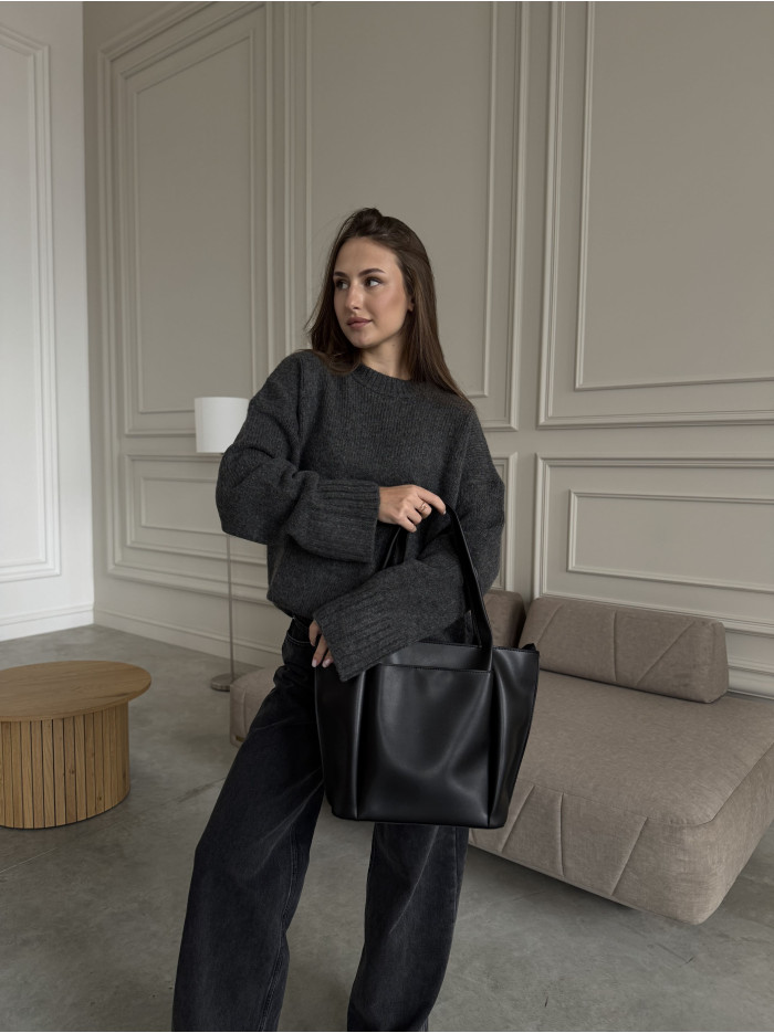 Жіноча сумка шопер чорна 17-20