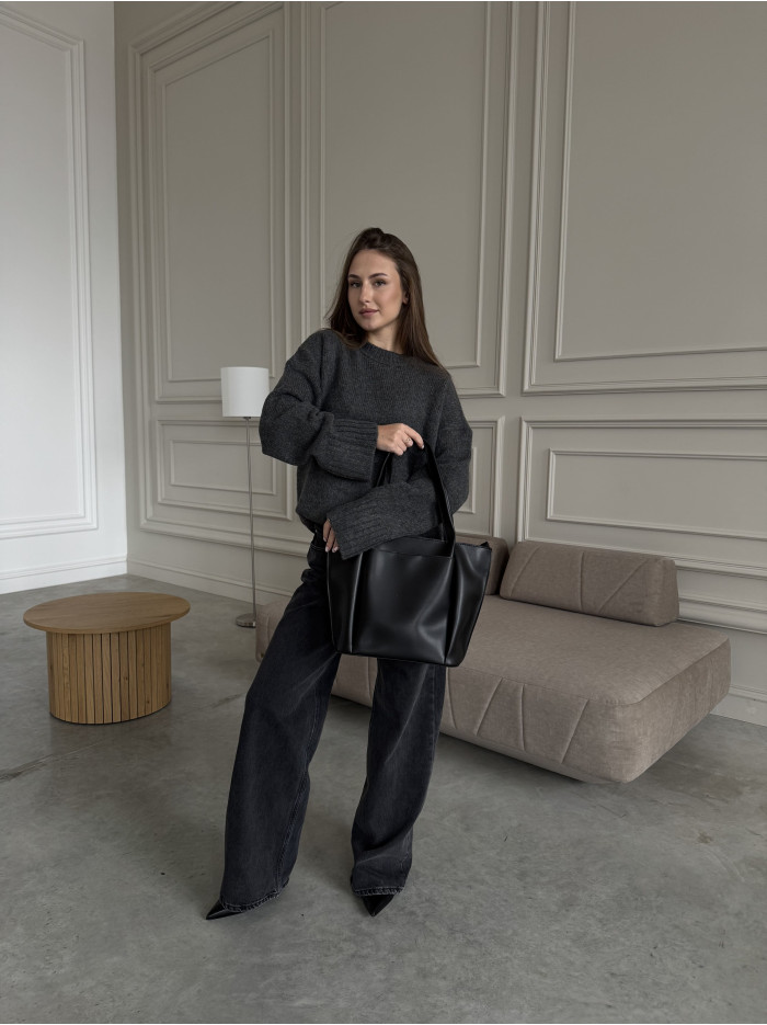 Жіноча сумка шопер чорна 17-20