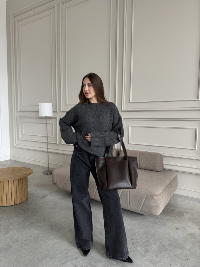 Жіноча сумка шопер шоколад 17-20