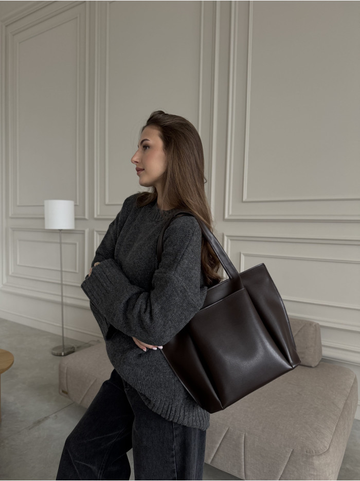 Жіноча сумка шопер шоколад 17-20