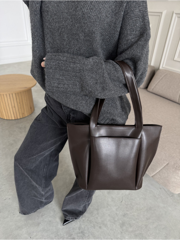 Жіноча сумка шопер шоколад 17-20