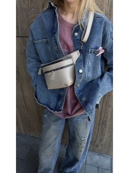 Жіноча сумка бананка бежева 19-95