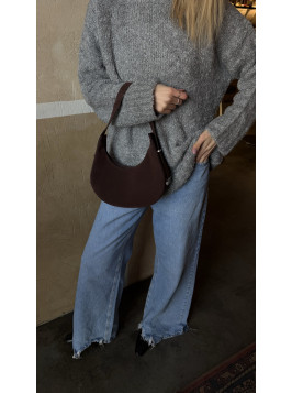 Жіноча сумка багет 22-10 шоколадна замшева