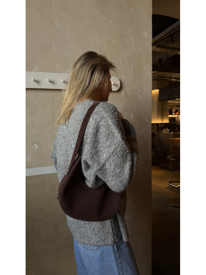 Жіноча сумка багет 22-10 шоколадна замшева