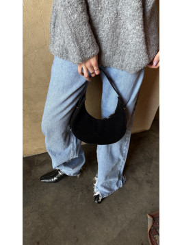 Жіноча сумка багет 22-10 чорна замшева