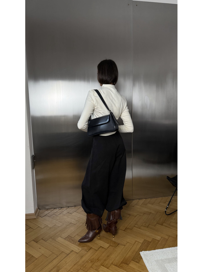 Жіноча сумка багет чорна кроко 22-24а