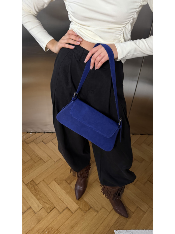 Жіноча сумка багет 22-24А синя замшева