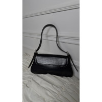 Жіноча сумка багет чорна кроко 22-24а
