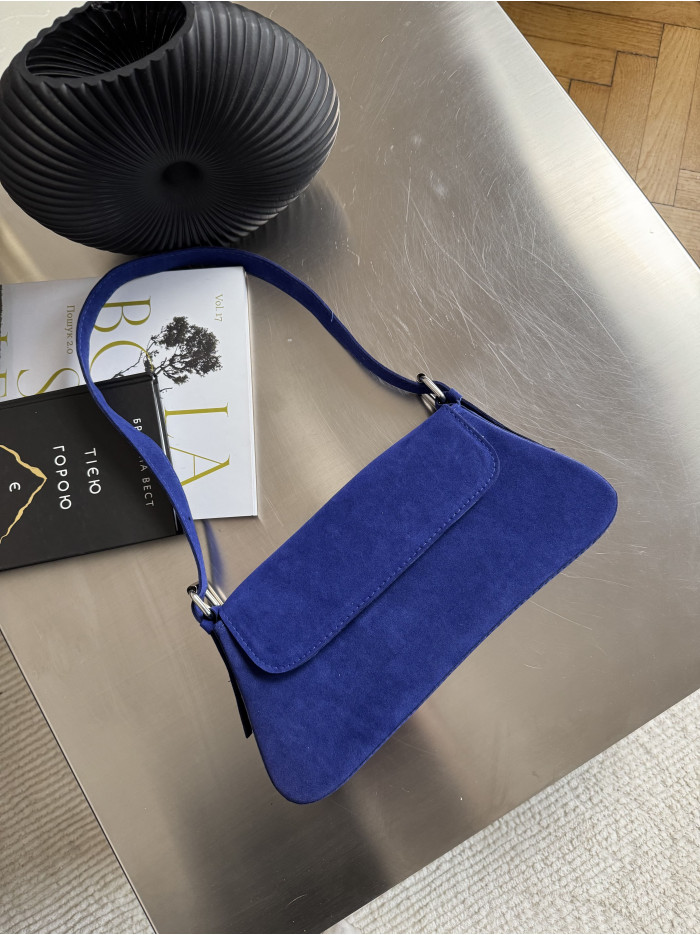 Жіноча сумка багет 22-24А синя замшева