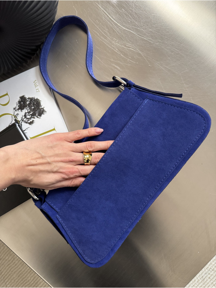 Жіноча сумка багет 22-24А синя замшева