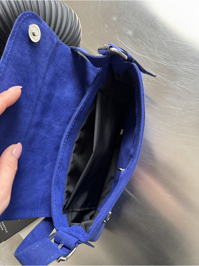 Жіноча сумка багет 22-24А синя замшева
