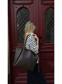 Жіноча сумка шопер шоколад 23-02