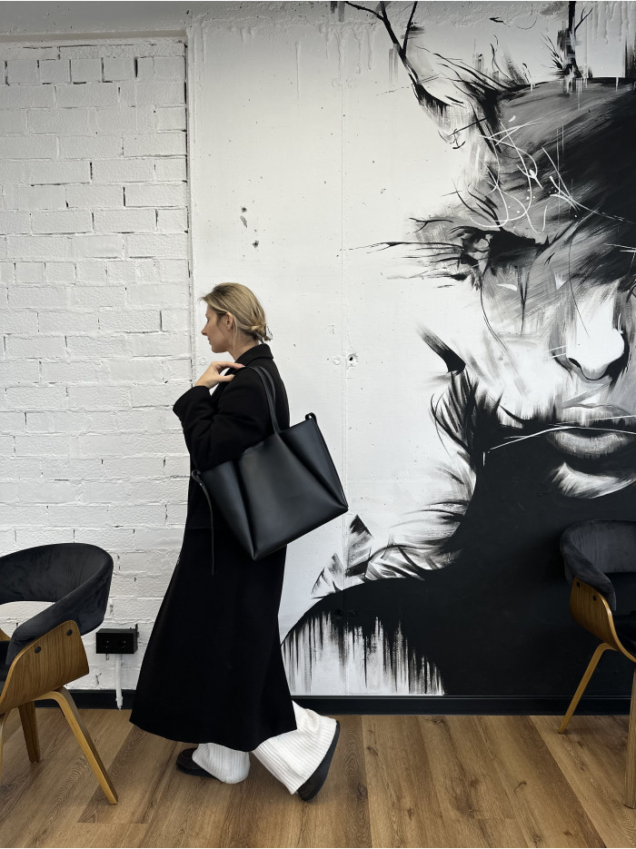 Жіноча сумка шопер чорна 23-02