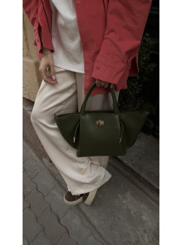 Жіноча сумка шопер оливкова 23-37