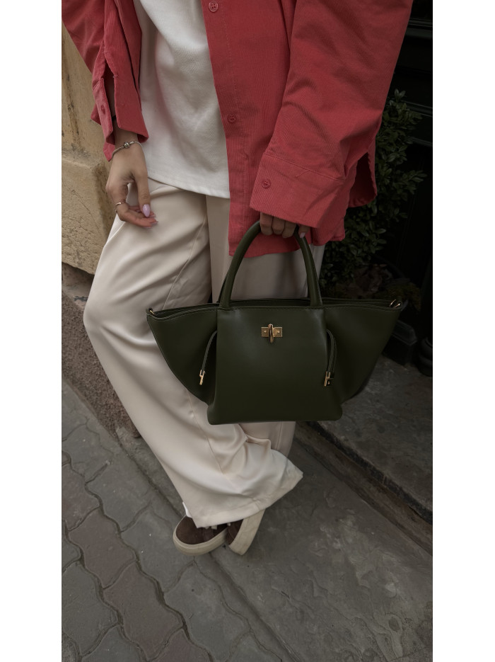 Жіноча сумка шопер оливкова 23-37