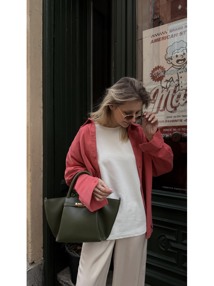 Жіноча сумка шопер оливкова 23-37