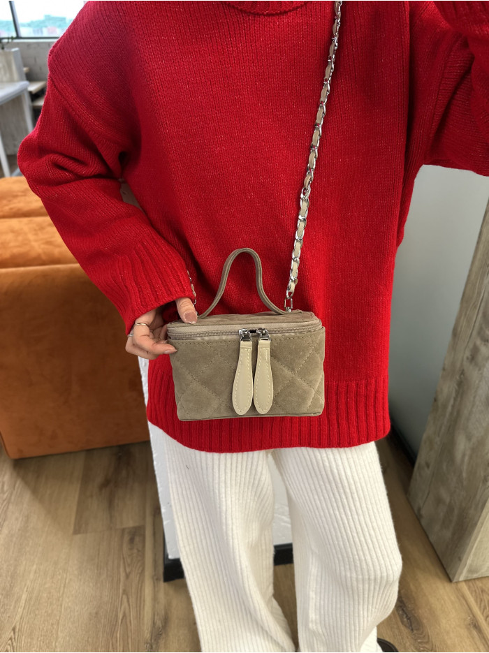 Жіноча сумка крос боді 24-37 бежева замшева