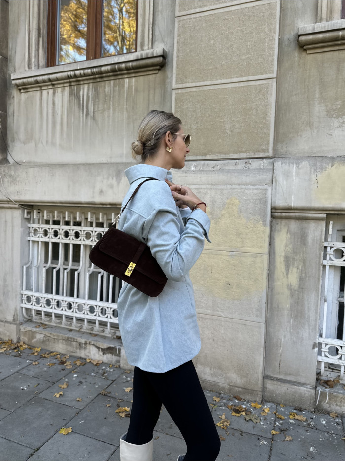 Жіноча сумка крос боді 24-69 шоколадна замшева