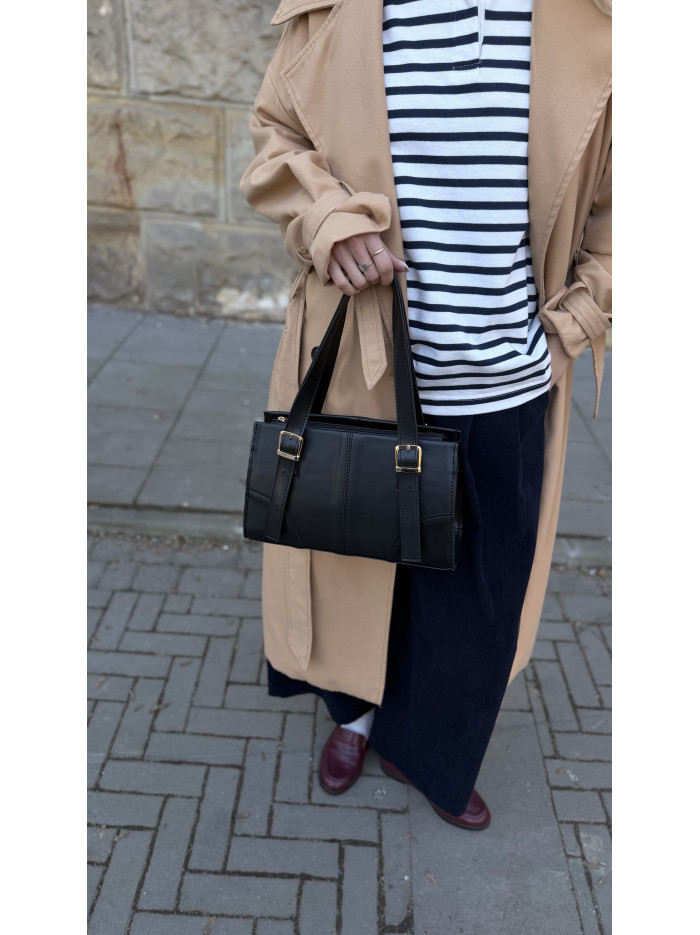 Жіноча сумка багет чорна 24-74А