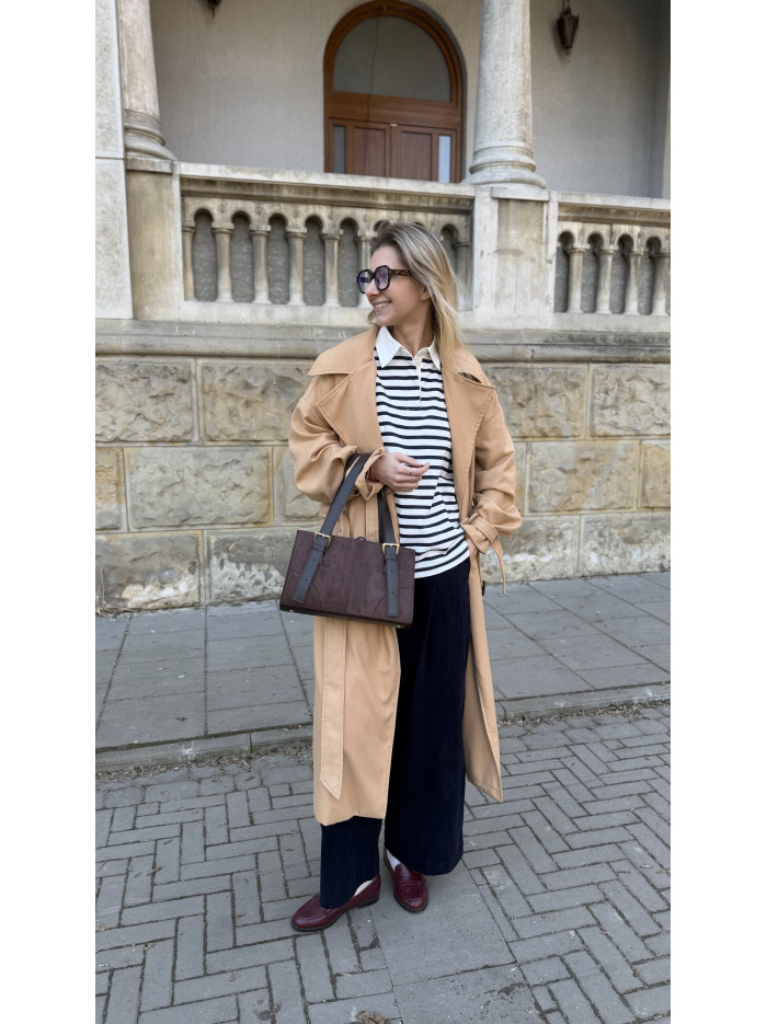 Жіноча сумка багет шоколадна замшева 24-74А