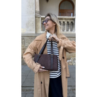 Жіноча сумка багет шоколадна замшева 24-74А